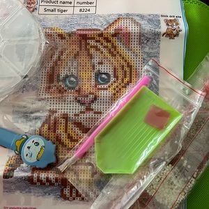 Diamond painting kit for kids yellow tiger